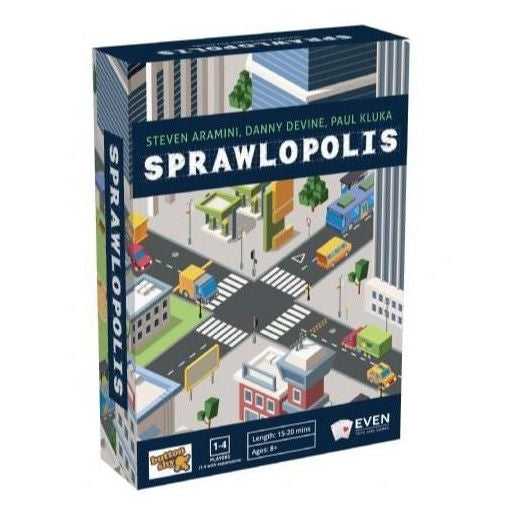 Board game box for 'Sprawlopolis' on a white background