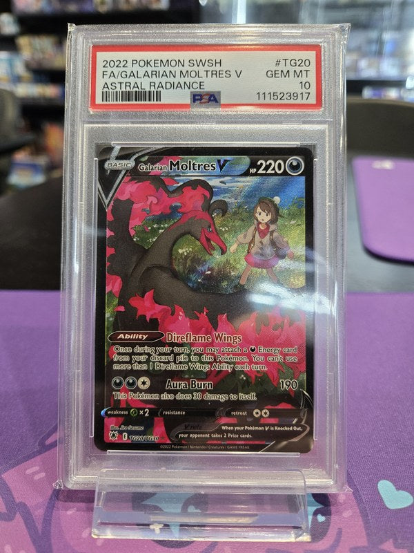 Galarian Moltres V #TG20 Astral Radiance en PSA 10