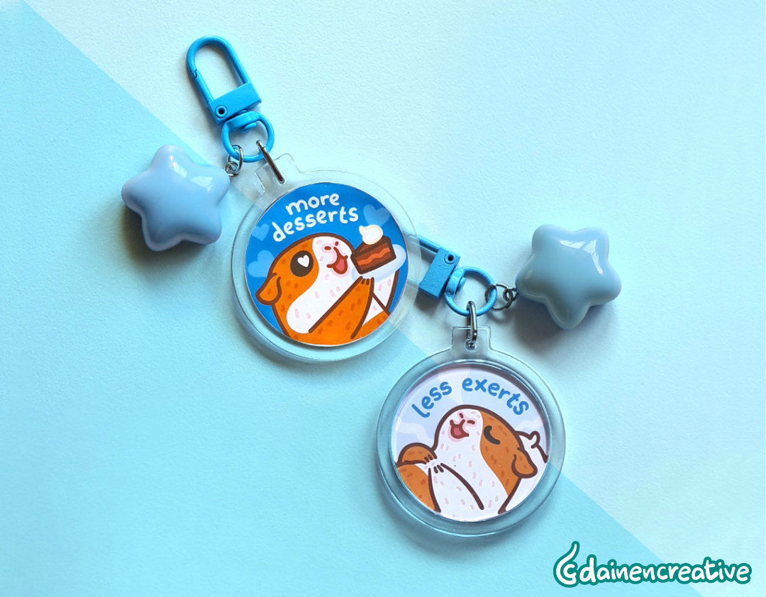 More or Less Keychain Charms - Dainencreative - Pop Culture Larrikin 