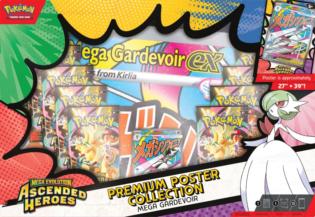 (Pre-Order) ME Ascended Heroes - Premium Poster Collection - (Mega Lucario or Mega Gardevoir)