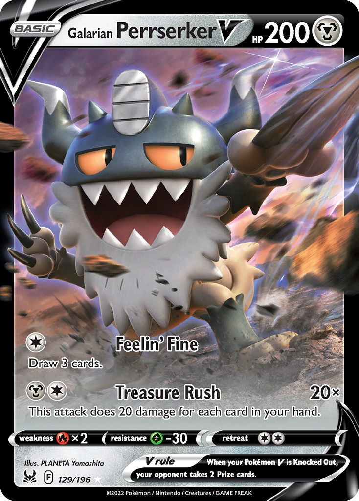 Galarian Perrserker V #129 Lost Origin en