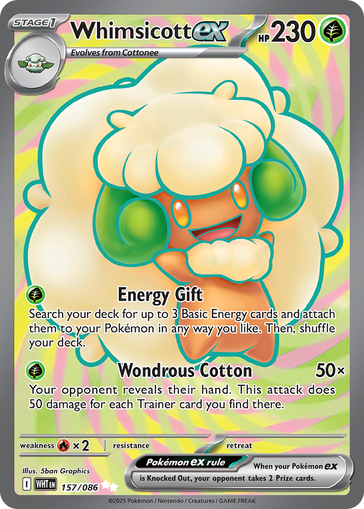 Whimsicott ex #157 WHT White Flare en Pokemon