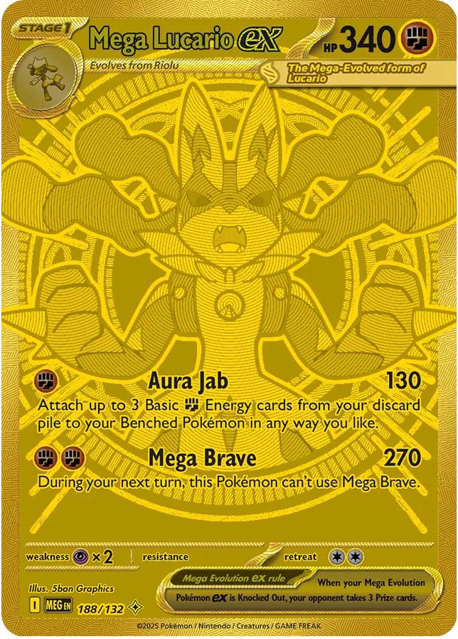 Mega Lucario EX - Mega Evolutions - 188 - GOLD FOIL PCL