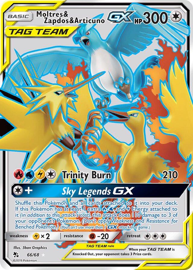 Moltres & Zapdos & Articuno GX #66 - Hidden Fates - Sun & Moon Series
