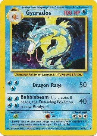 Gyarados Base Set - Original Series Pokemon - 6 - Holo PCL (Heavy Wear)