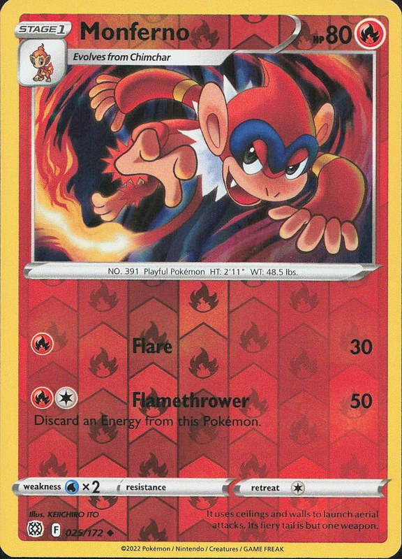 Monferno #25 reverse_holo Brilliant Stars en