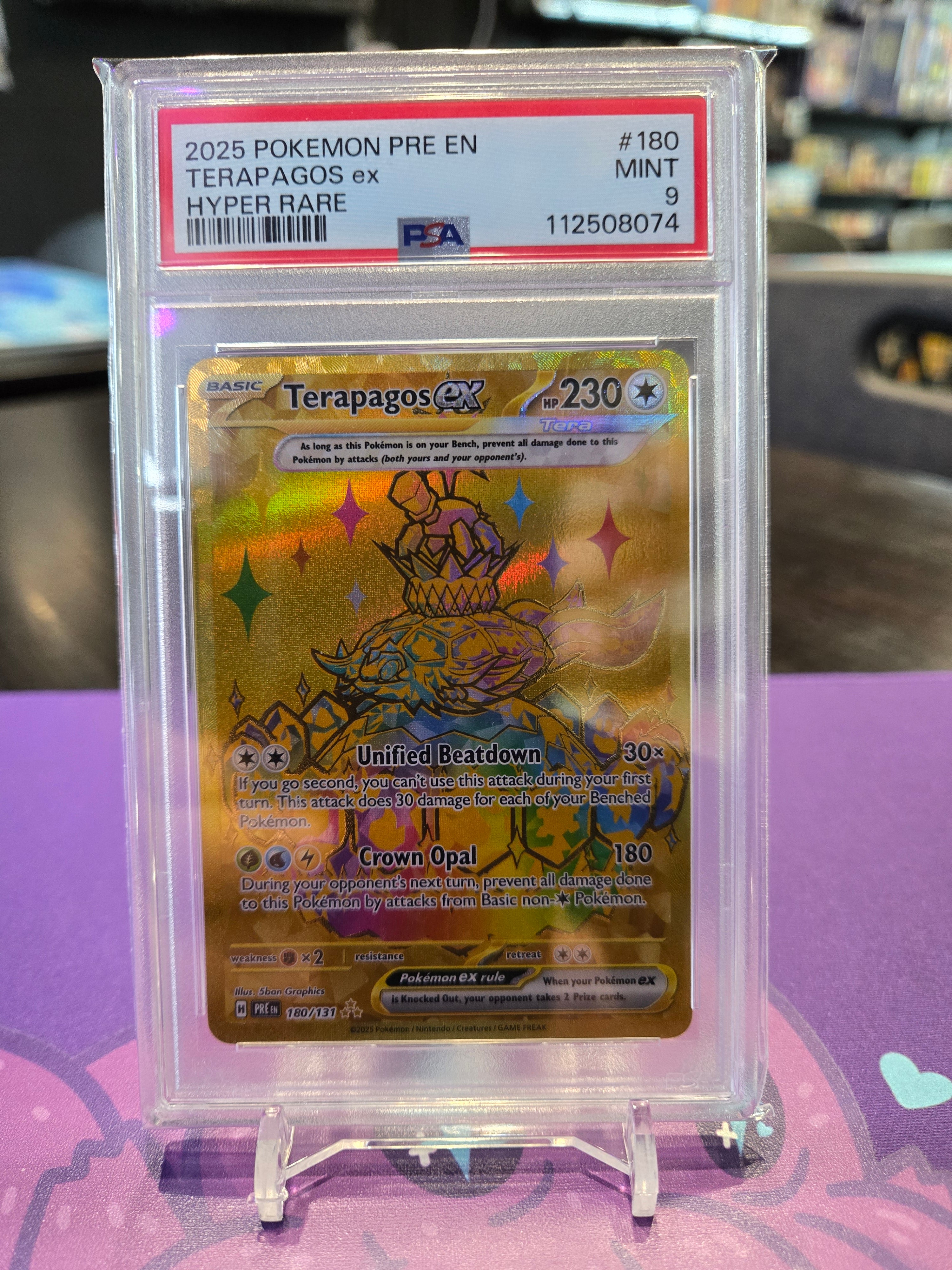PSA 9 Terapagos ex #180 - Prismatic Evolutions - Scarlet & Violet Series