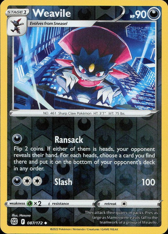 Weavile #87 reverse_holo Brilliant Stars en