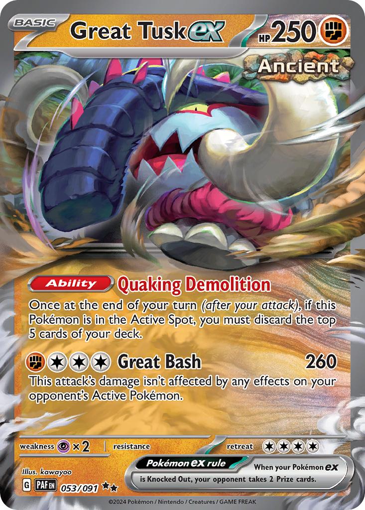 Great Tusk ex #53 Scarlet & Violet Paldean Fates en