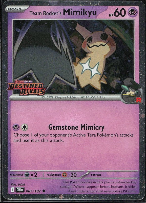 Team Rocket's Mimikyu #87 Cosmo Holo Stamped Destined Rivals en
