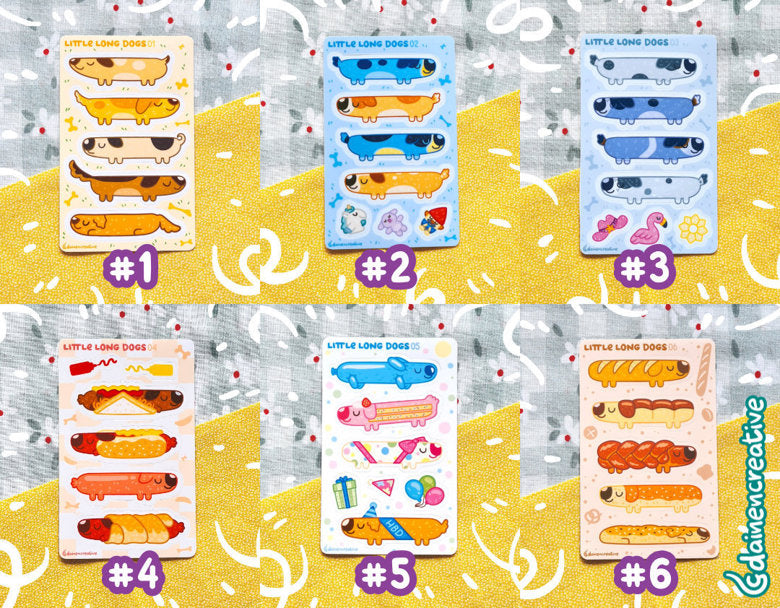 Artist Series - Long Dog Sticker Sheet - Dainencreative - Pop Culture Larrikin 