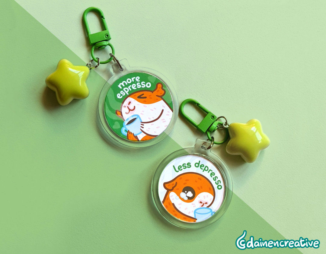 More or Less Keychain Charms - Dainencreative - Pop Culture Larrikin 