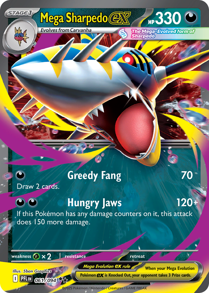 Mega Sharpedo ex #61 Phantasmal Flames en