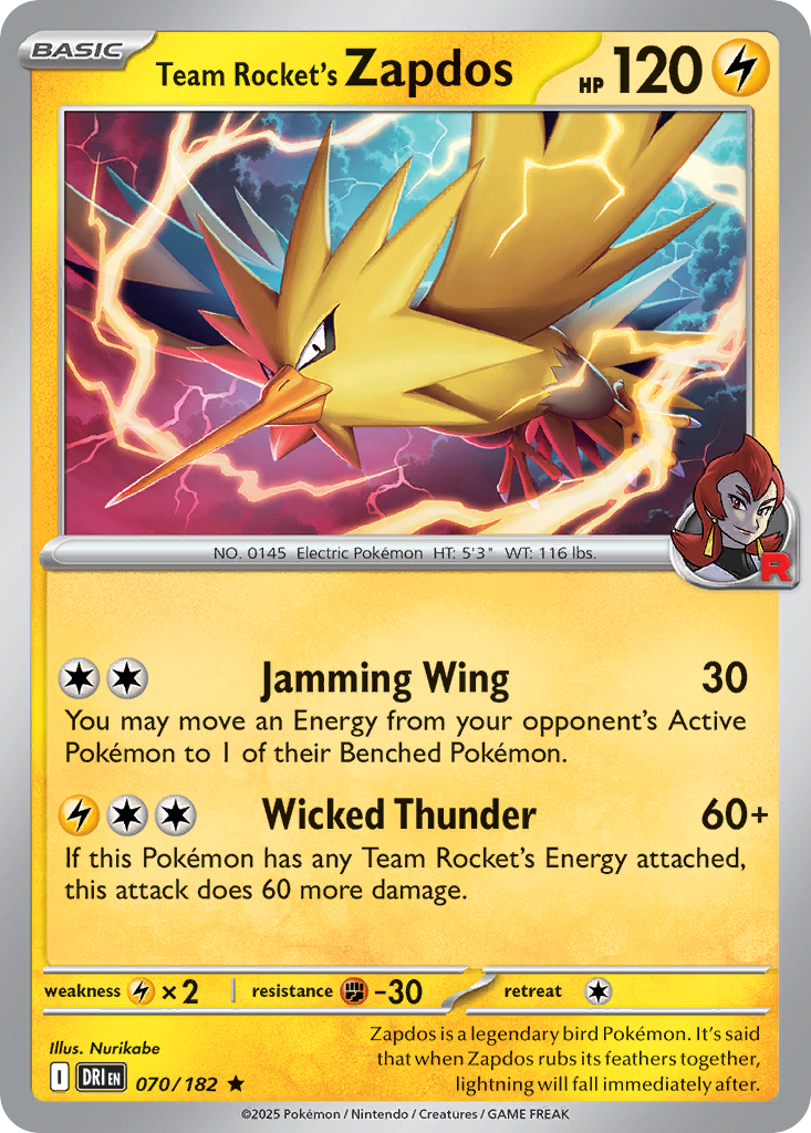 Team Rocket's Zapdos #70 Destined Rivals en