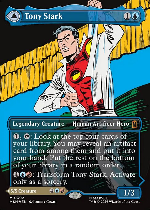 Tony Stark // The Invincible Iron Man #392 Foil, Borderless Inverted MSH Marvel Super Heroes EN MTG