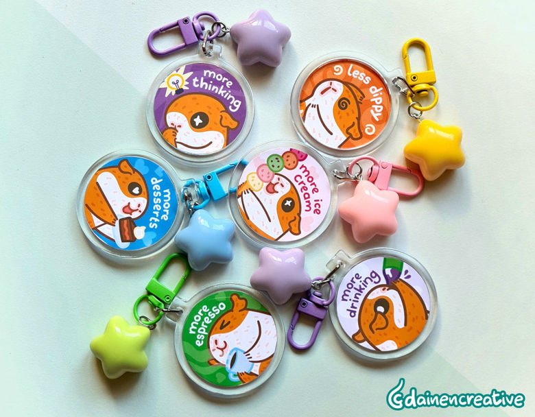 More or Less Keychain Charms - Dainencreative - Pop Culture Larrikin 