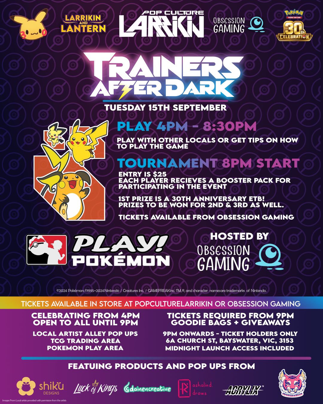 Pokémon TCG: Trainers After Dark - 30th Celebration & Midnight Launch