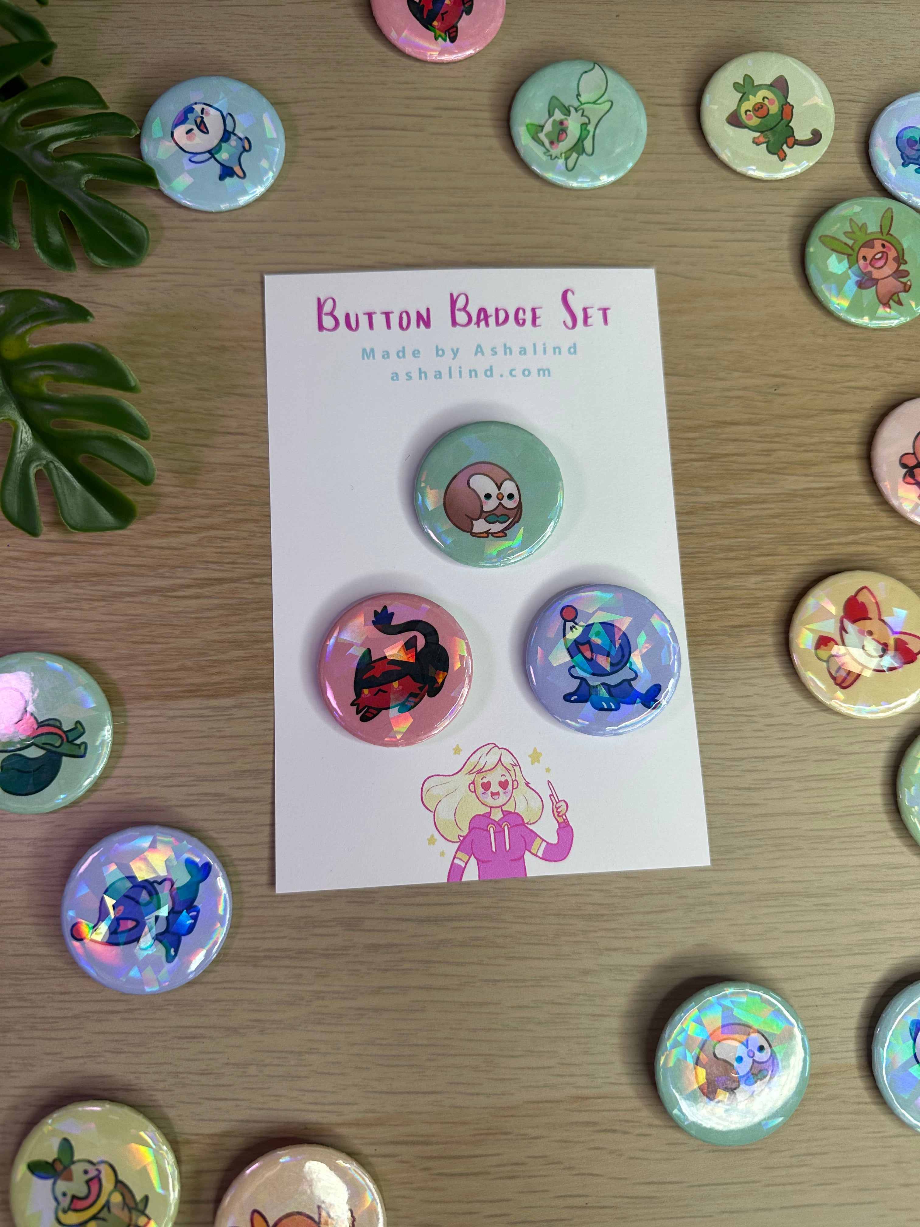 Local Artist Button Badge Set - @ashalind.draws
