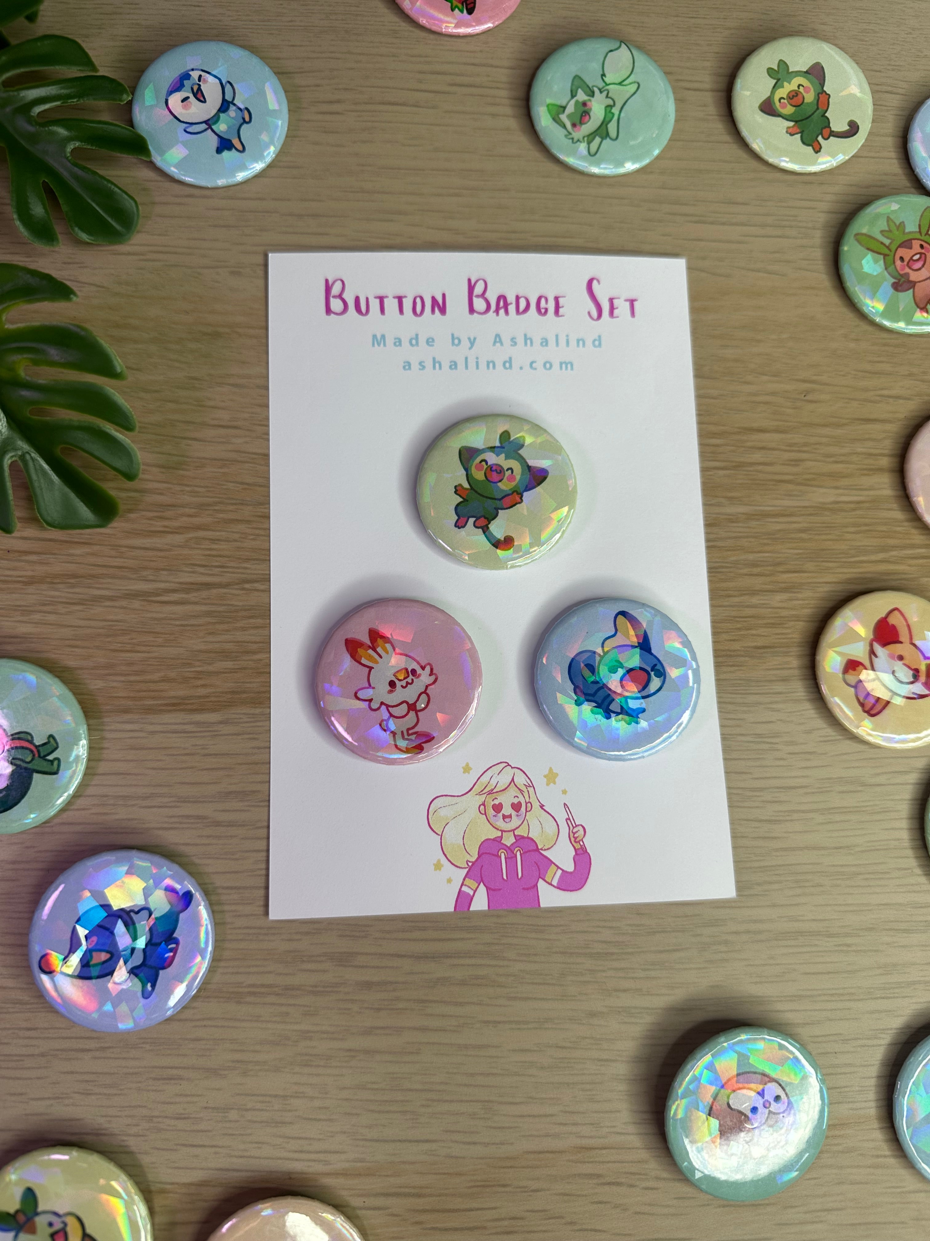 Local Artist Button Badge Set - @ashalind.draws