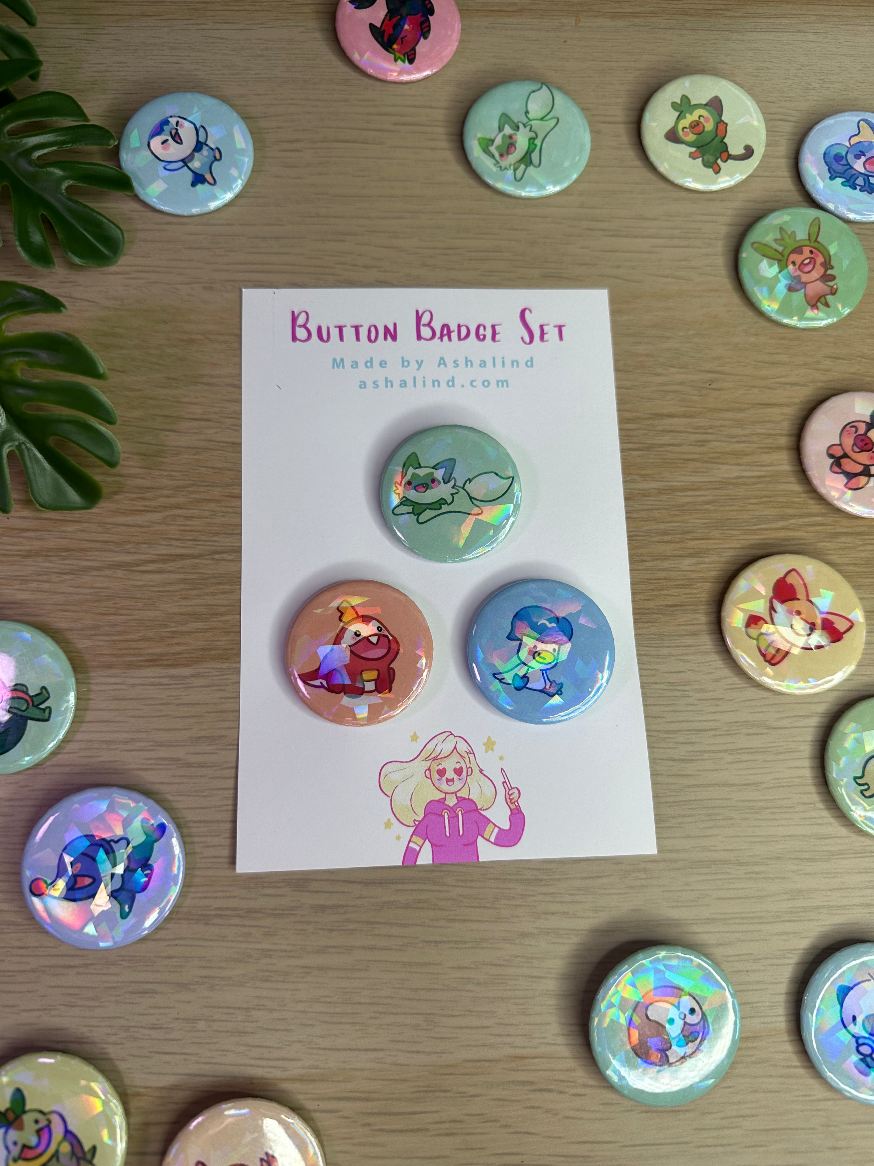 Local Artist Button Badge Set - @ashalind.draws