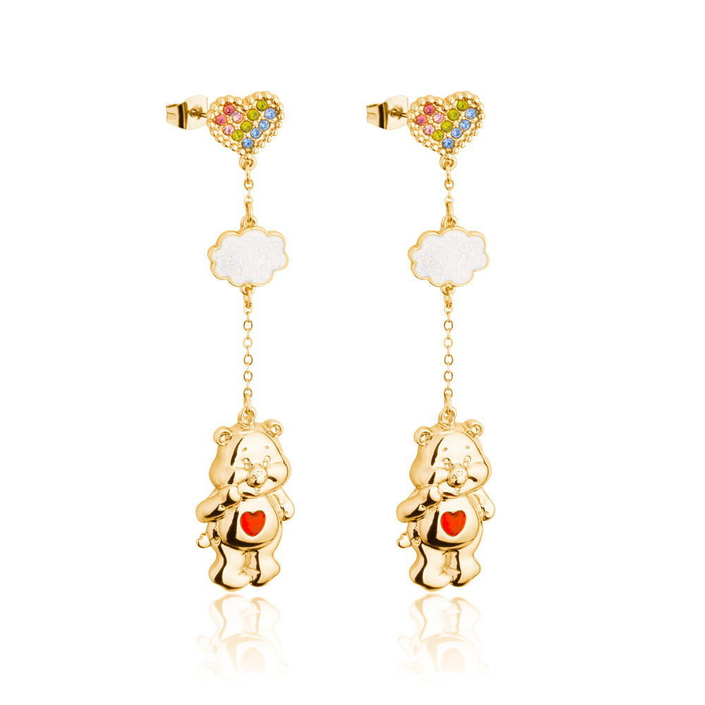 Care Bears Tenderheart Bear Drop Earrings – White Gold