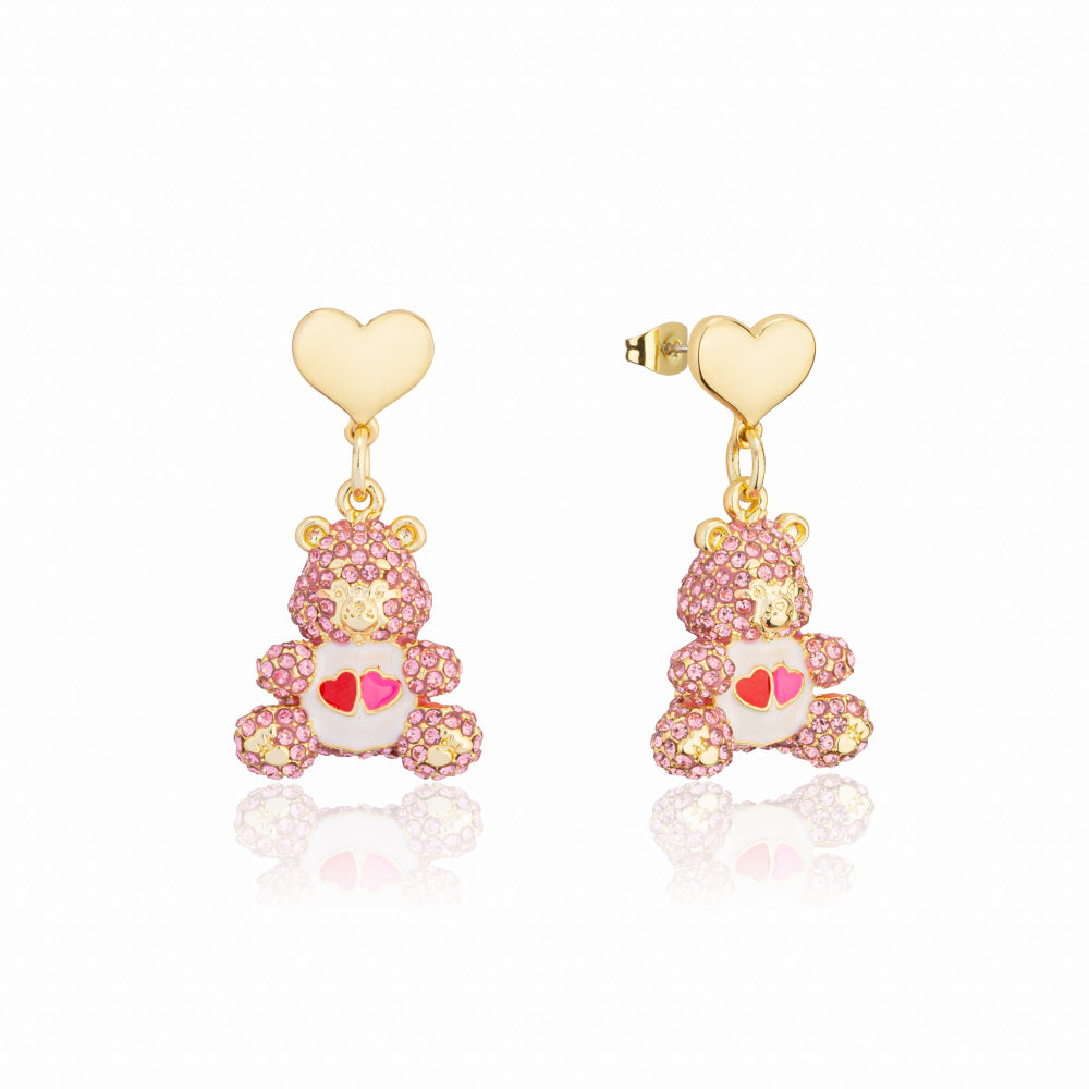 Care Bears Love-a-Lot Bear Drop Earrings – White Gold