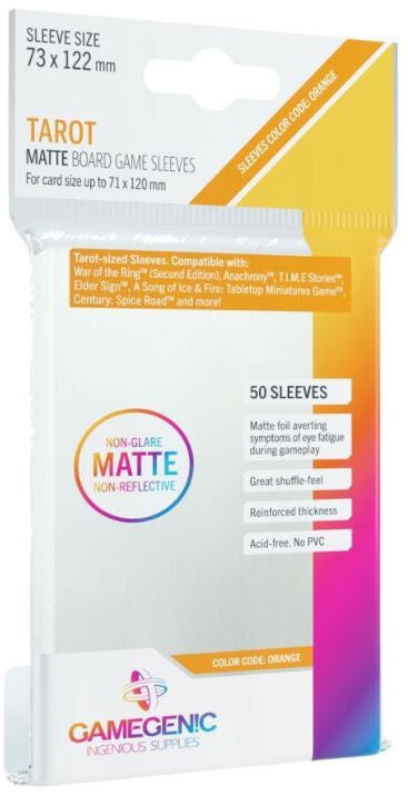 Gamegenic Matte Board Game Sleeves Tarot Sizes 73mm x 122mm 50 Sleeves Per Pack