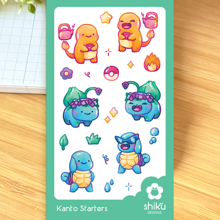 Kanto Starters Sticker Sheet - Pop Culture Larrikin 