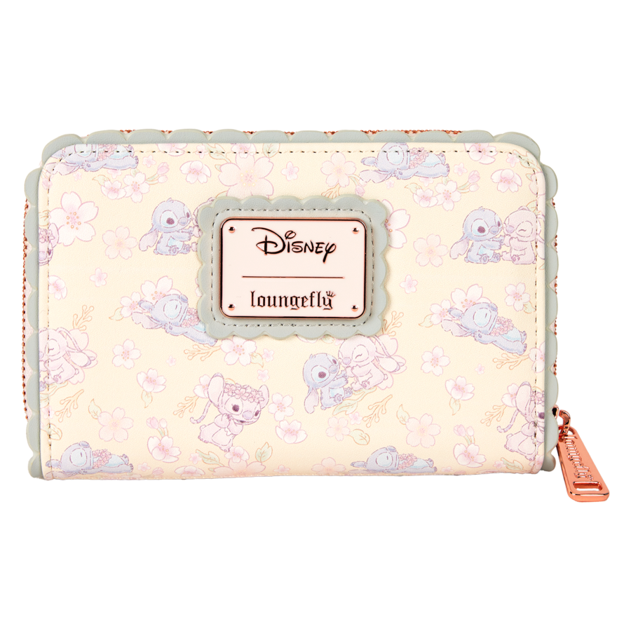 Disney Cute Stitch Cherry Blossom Zip Around Wallet - Pop Culture Larrikin 
