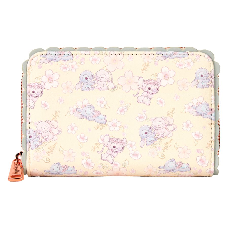 Disney Cute Stitch Cherry Blossom Zip Around Wallet - Pop Culture Larrikin 