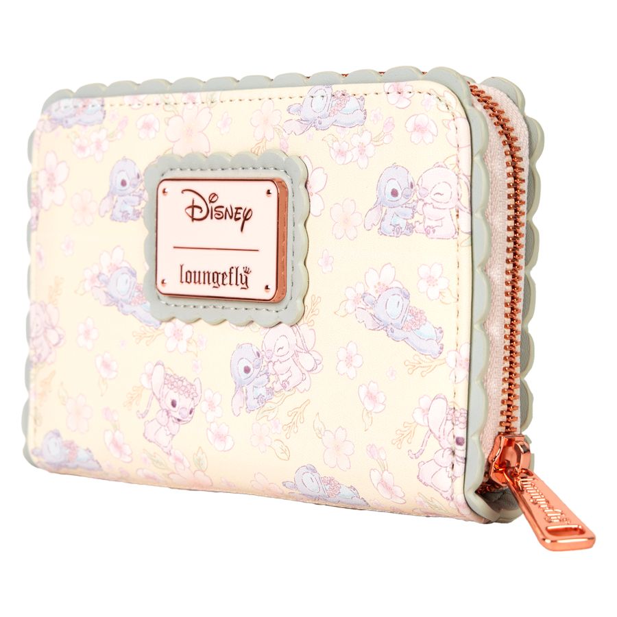 Disney Cute Stitch Cherry Blossom Zip Around Wallet - Pop Culture Larrikin 