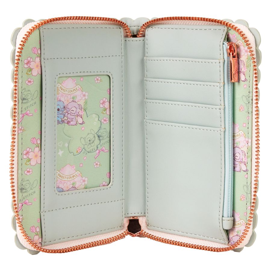 Disney Cute Stitch Cherry Blossom Zip Around Wallet - Pop Culture Larrikin 