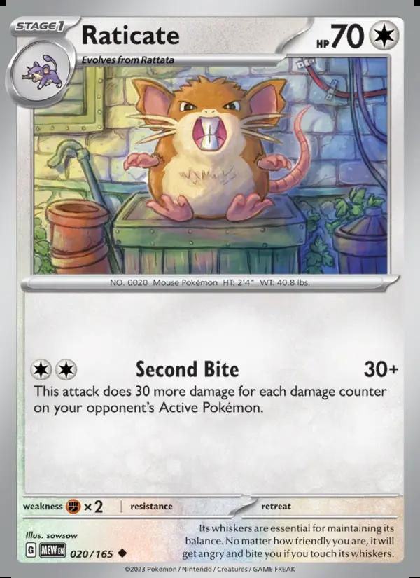 Image of Raticate 151 (MEW) #020