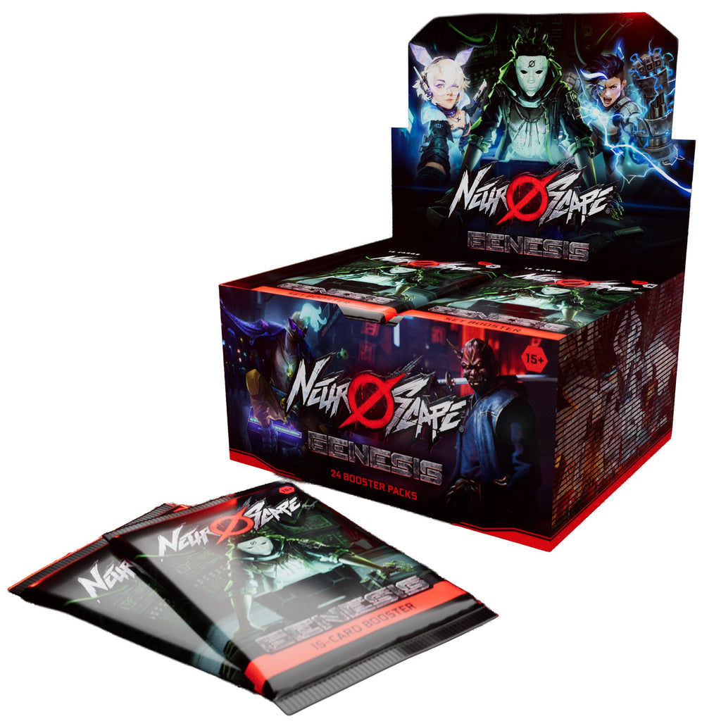 Neuroscape Genesis Unlimited booster display and booster packs — official Asmodee product shot