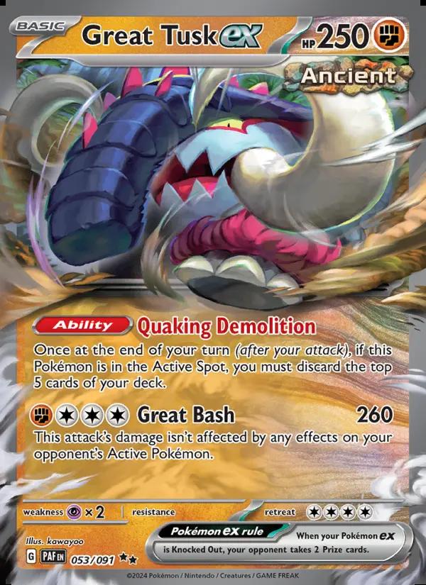 Image of Great Tusk ex Paldean Fates (PAF) #053