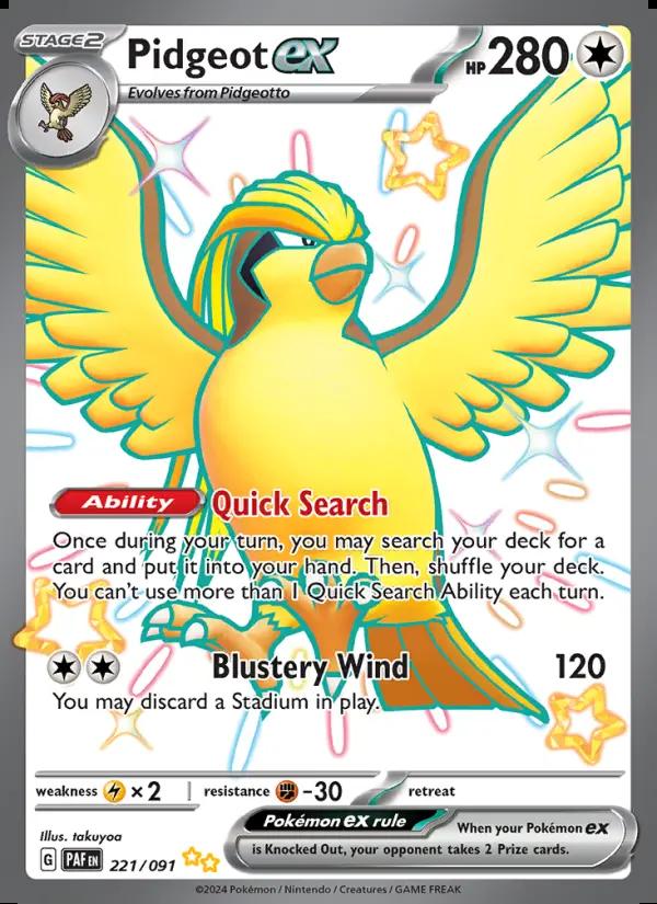 Image of Pidgeot ex Paldean Fates (PAF) #221