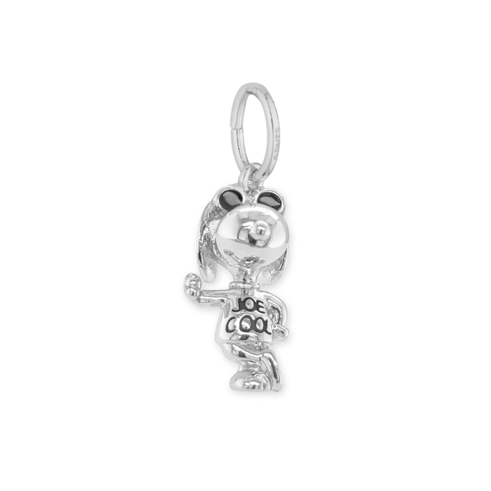 White Gold Peanuts Joe Cool Snoopy charm  on a white background