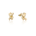 Gold Peanuts woodstock stud earrings on a white background