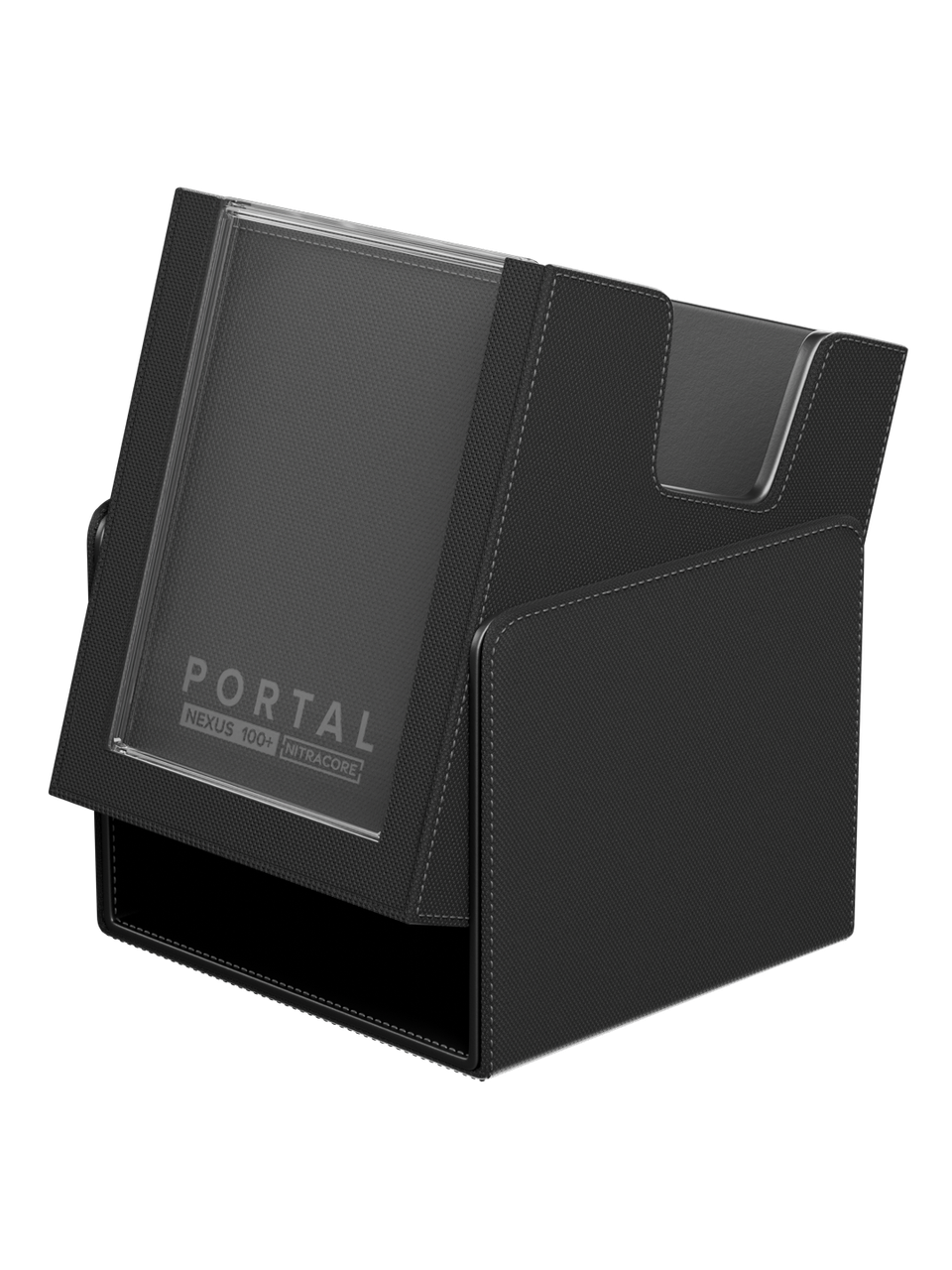 Portal Deck Box - Nexus 100+ - Palms Off Gaming - Black - open side view - Pop Culture Larrikin