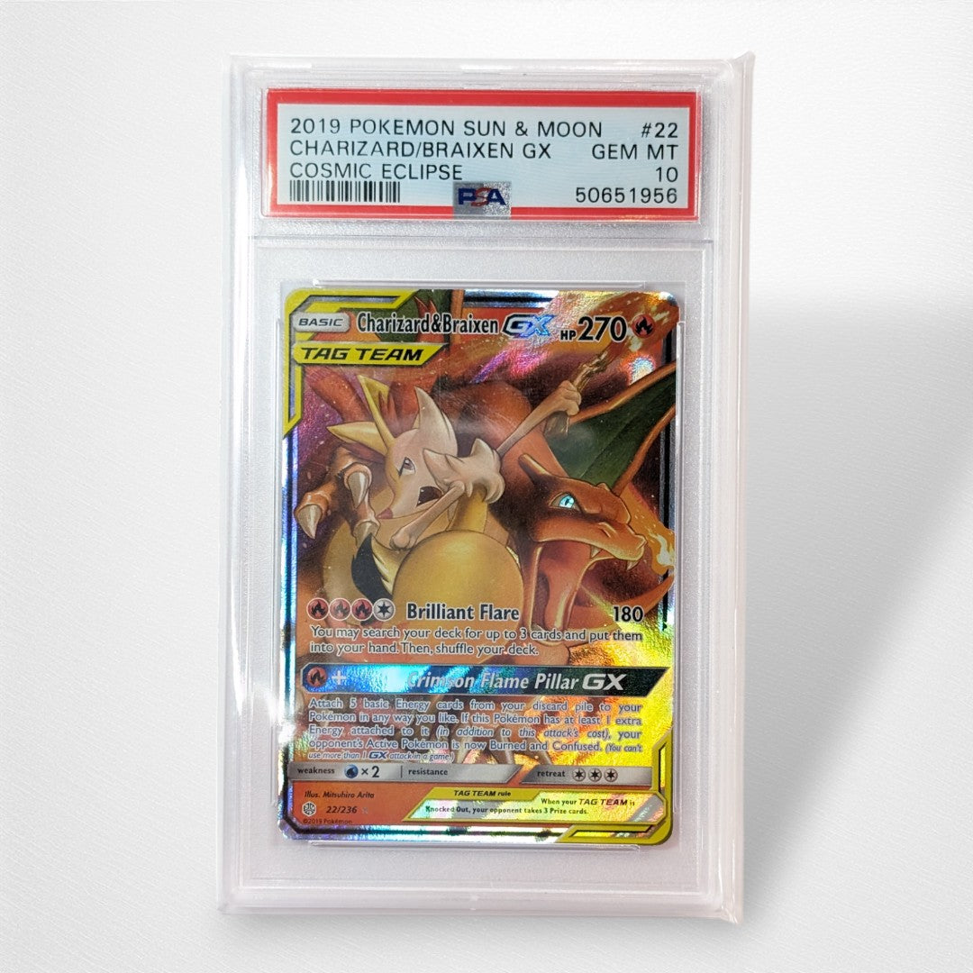 Graded Pokémon TCG Single - Charizard & Braixen GX PSA 10 - 22/236 - Pop Culture Larrikin 