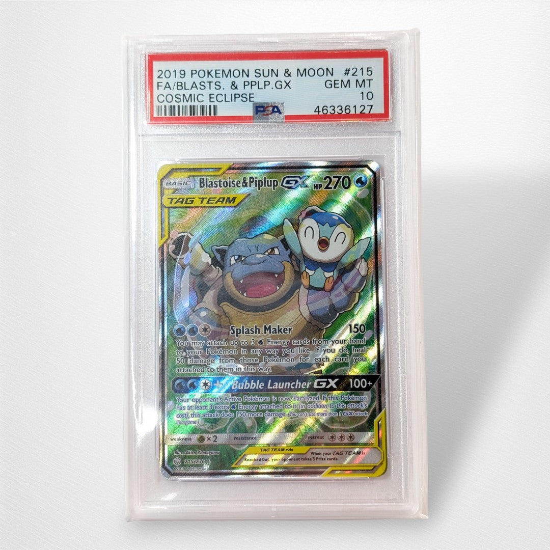 Graded Pokémon TCG Single - Blastoise & Piplup GX PSA 10 - 215/236 - Pop Culture Larrikin 