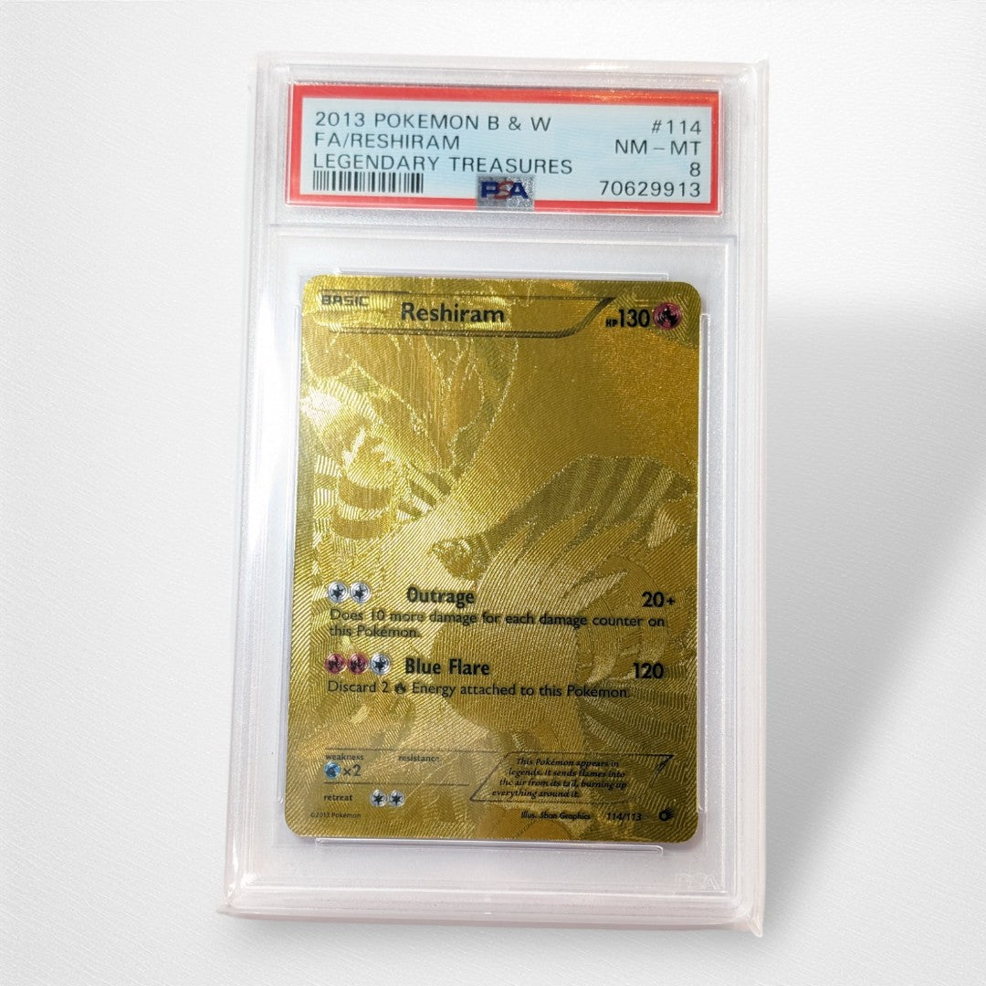 Graded Pokémon TCG Single - GOLD Reshiram PSA 8 - 114/113 - Pop Culture Larrikin 