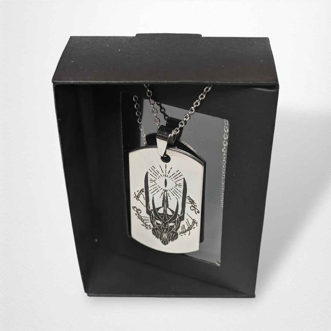 Engraved Necklace - Lord of the Rings - Sauron - Dog Tag - Pop Culture Larrikin