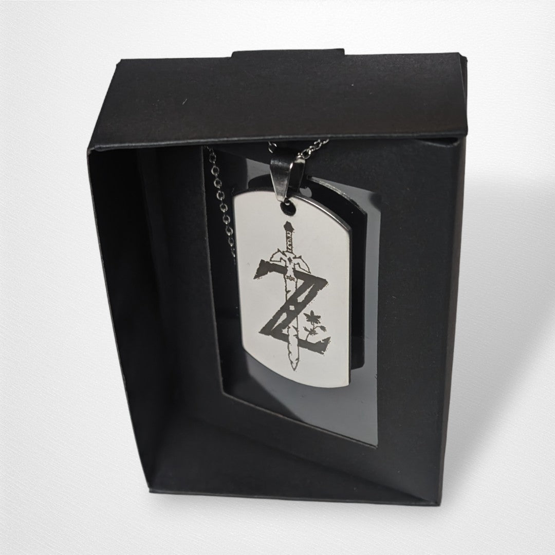 Engraved Necklace - Master Sword Zelda - Dog Tag - Pop Culture Larrikin