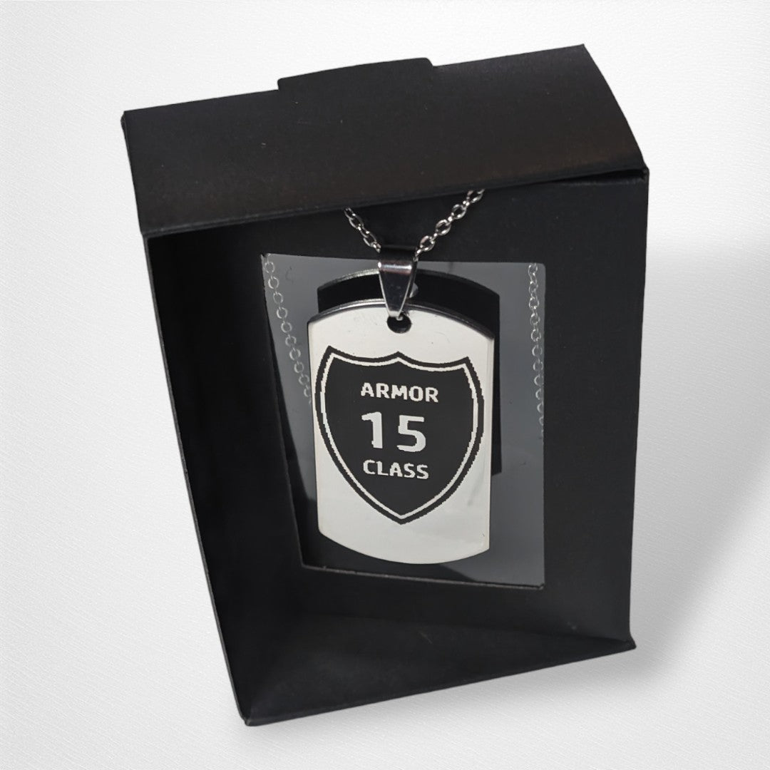Engraved Necklace - Armor Class - Dog Tag - Pop Culture Larrikin