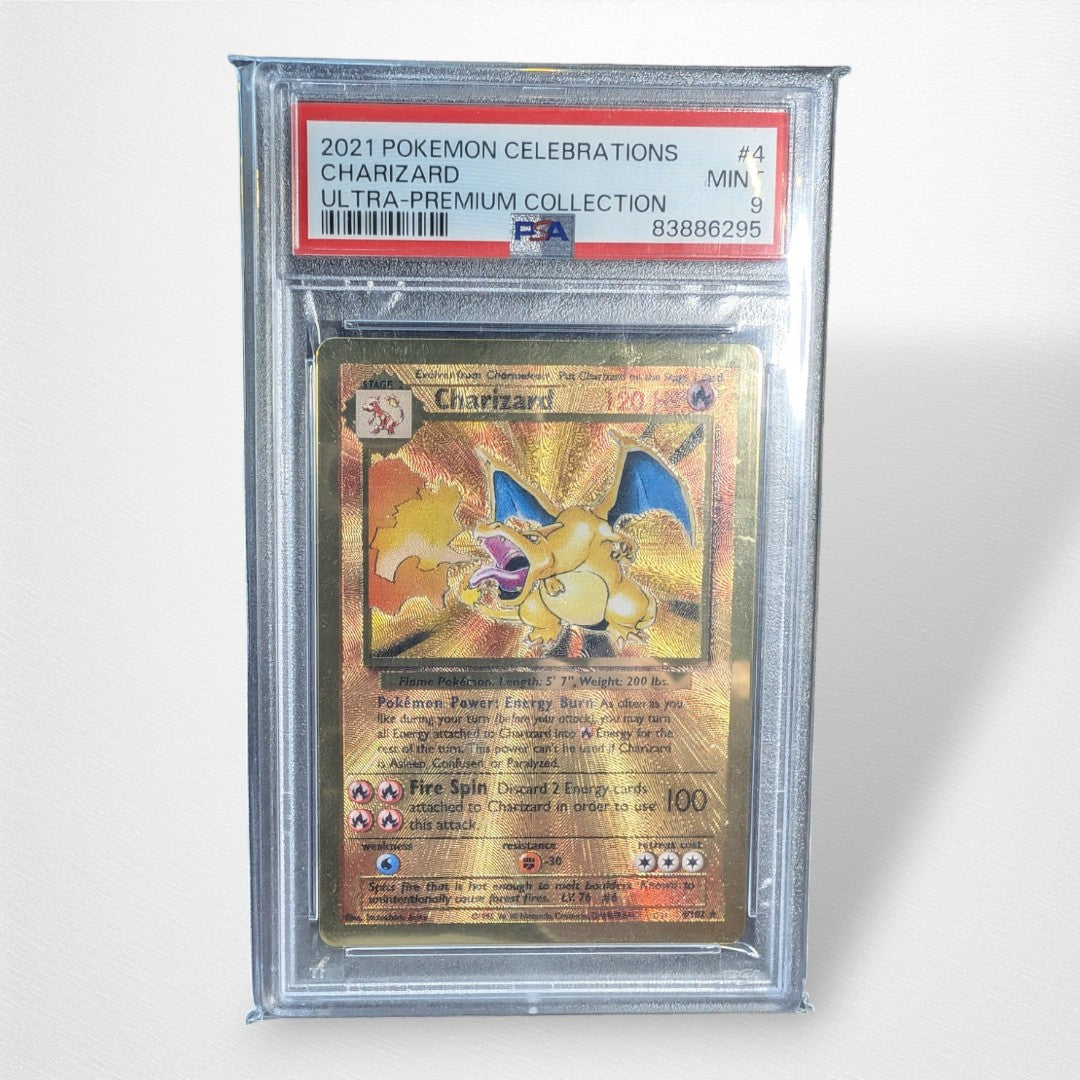 Pokemon TCG Single - Charizard metal gold 4/102 PSA 10 Graded Slab - Pop Culture Larrikin 