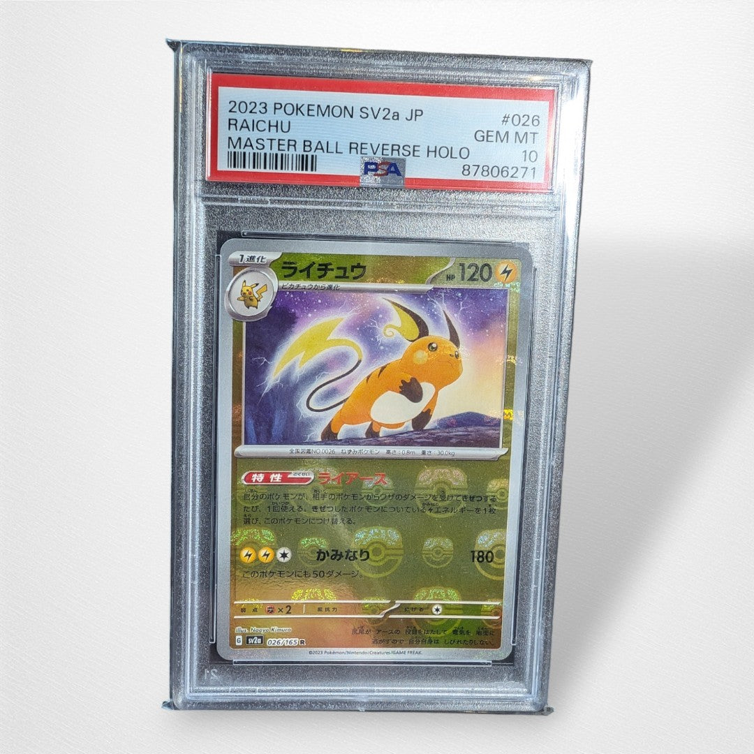 Pokemon TCG Single - Raichu Masterball 026/165 PSA 10 Graded Slab - Pop Culture Larrikin 