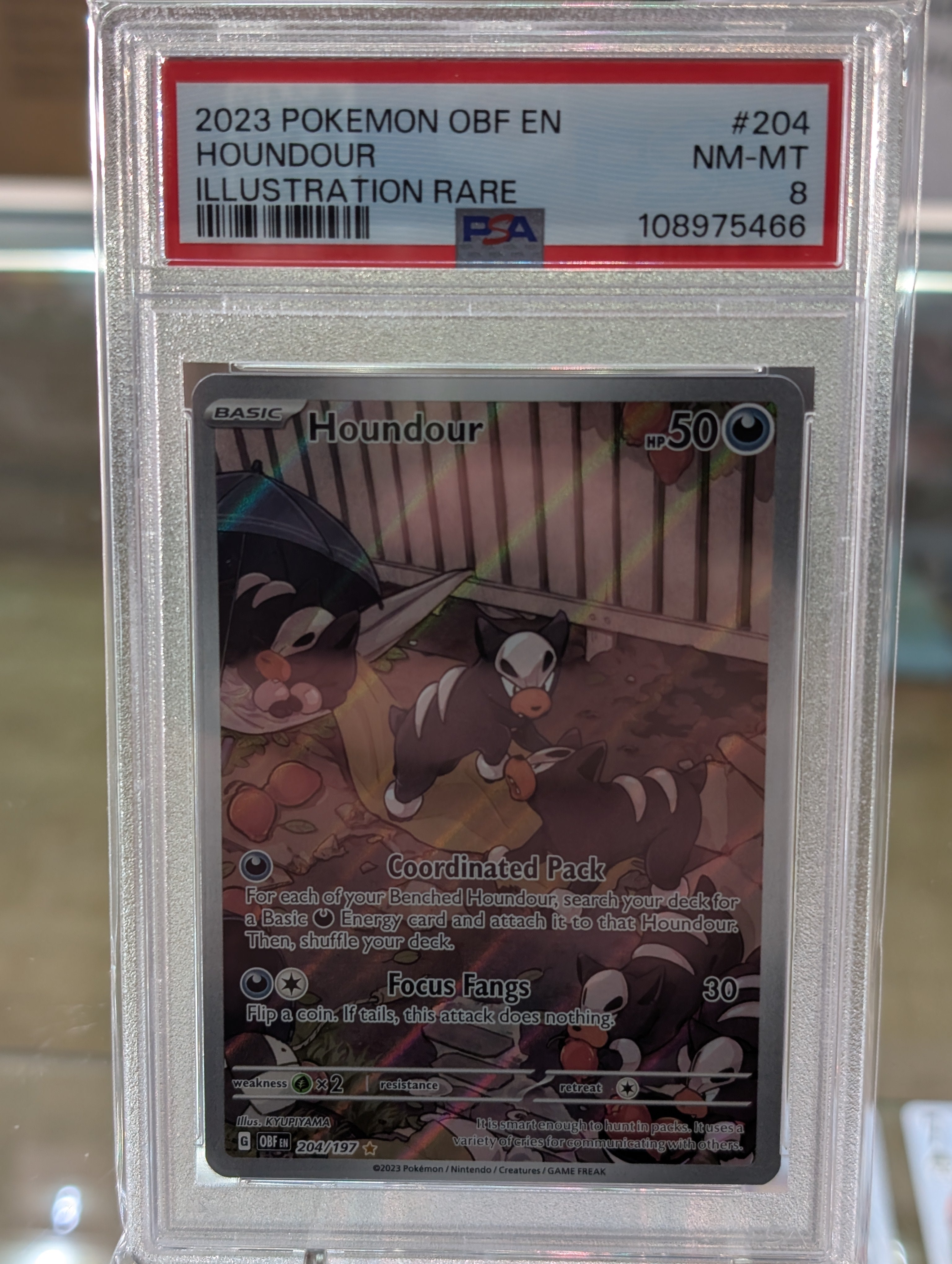 Houndour Obsidian Flames - 204 - PSA Graded - Scarlet and Violet  L-DD