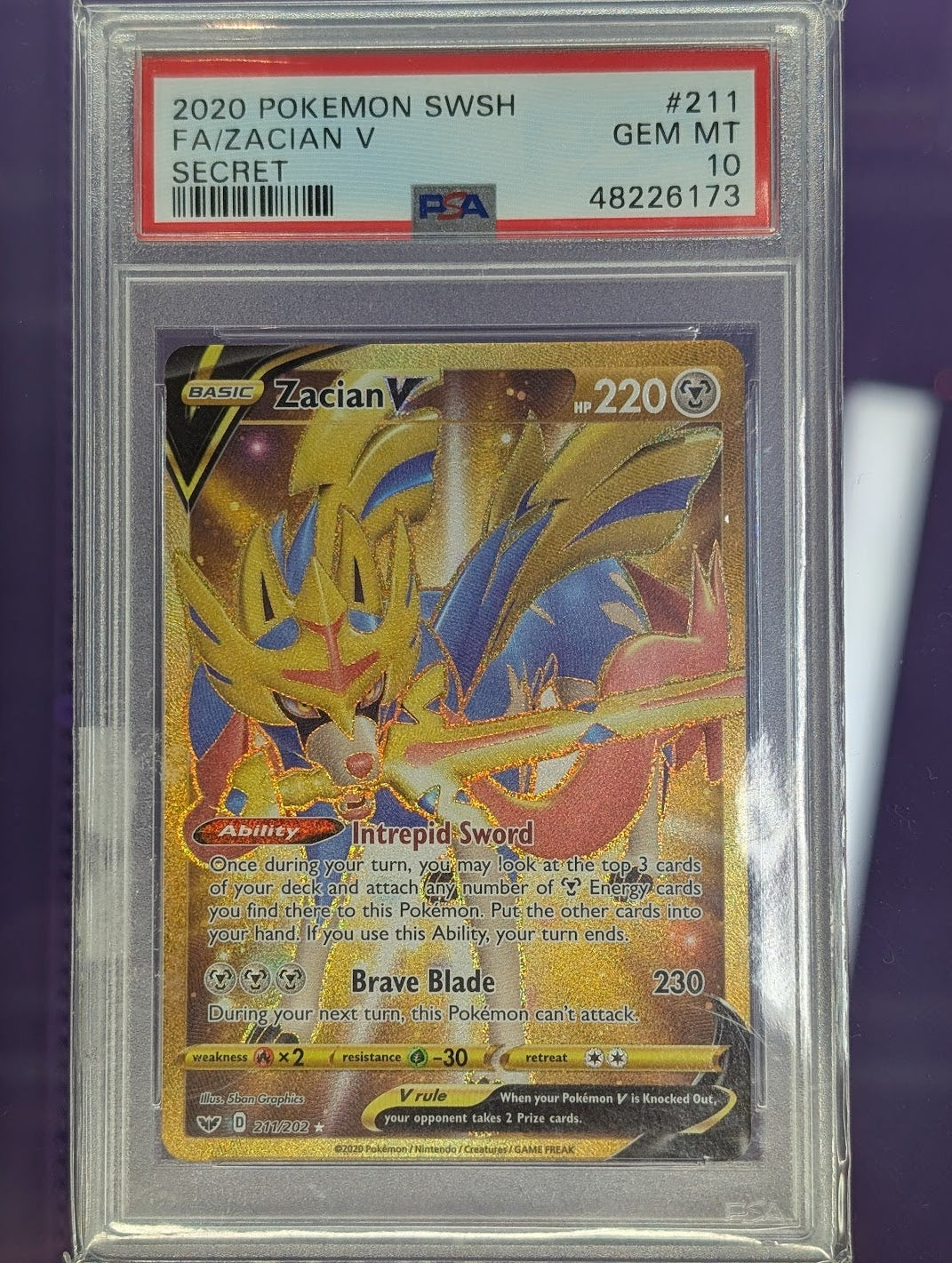Zacian V - Pokemon Sword & Shield - 211 - PSA 10 Graded