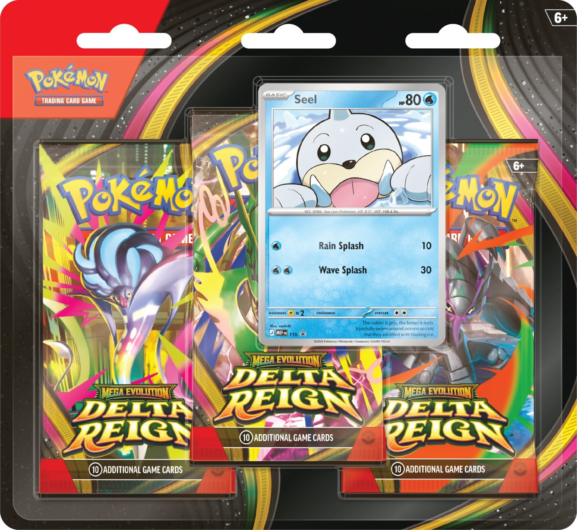 Mega Evolution Delta Reign three-booster blister with Seel promo